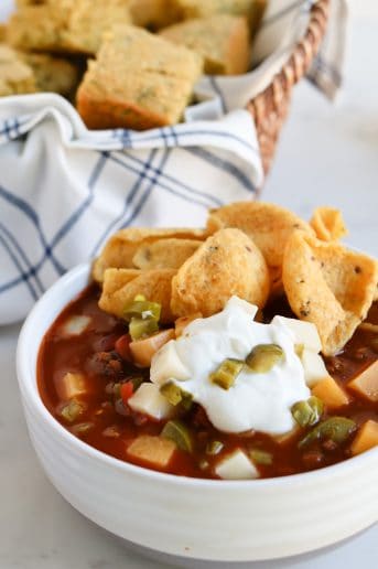 Pressure Cooker Triple Bean Chili is a healthy, flavorful, and perfect for a cold night