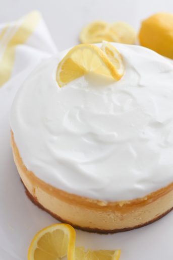 Instant Pot Pressure Cooker Lemon Cheesecake on a plate