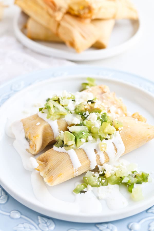 two instant pot tamales on a plate