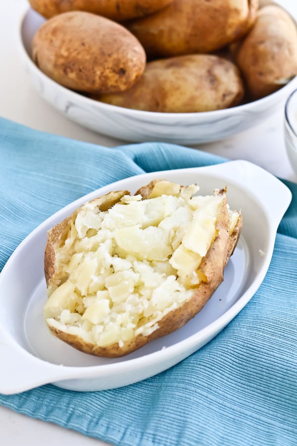 Instant Pot Baked Potato on a dish