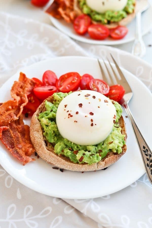 Instant Pot Easy Poached Egg on top of an English muffin