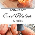 Instant Pot Sweet Potatoes on a blue plate