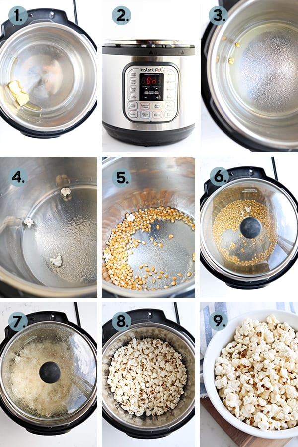 Instant Pot Popcorn How to Collage