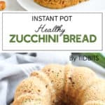 Instant Pot Healthy Zucchini Banana Bread is moist, flavorful, and amazing with a dollop of cream cheese yogurt sauce #instantpotrecipes #zucchinirecipes #zucchinibread