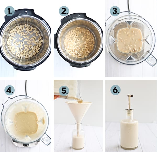 Step by step collage of how to make cashew cream