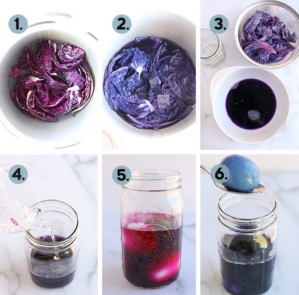 Step by step collage of how to make natural egg dye in the instant pot