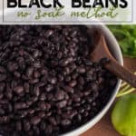 Instant Pot Black Beans in a white bowl with a cilantro