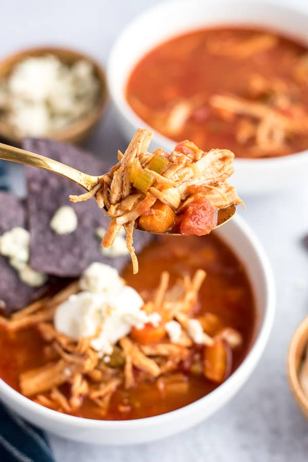 buffalo chicken soup with sour cream and blue cheese nachos