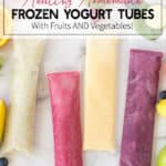 green, pink, yellow, and purple yogurt tubes in a row