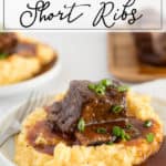 short ribs served over polenta with gravy over top